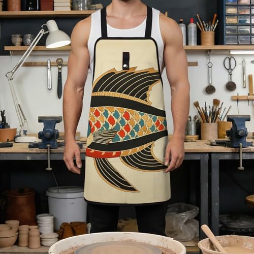Delantal de trabajo con bolsillo y diseño peces para hombre y mujer miniatura 4