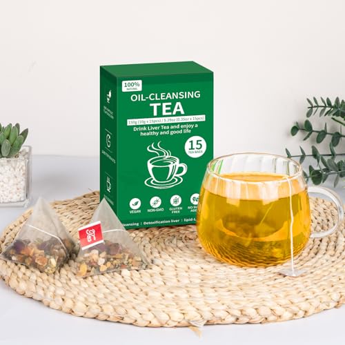 Oil Reducing Tea, 100% Pure & Natural Oil Cleansing Tea with 10 Precious Ingredients Formula for Liver Detoxification, Effectively Improve Intestinal Cleansing (1 Box/15 Bags) — view 6
