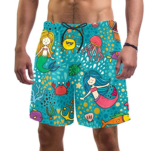 Maillots de bain pour hommes JDEZ short de plage à séchage rapide sirène