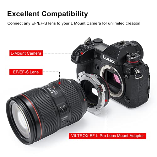 VILTROX EF-L Pro Lens Adapter Auto Focus Lens Mount Adapter Ring Adapter with Security Lock Compatible with Canon EF/EF-S Lens to L Mount Camera Leica SL2/Lumix S1 S1H S5/Sigma fp L - Image 2