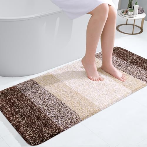 Image of OLANLY Bathroom Runner Rugs Mat 44x20, Extra Soft Absorbent Microfiber Bath Rugs, Rubber Backing, Quick Dry, Washable Long Bath Mats for Bathroom Floor, Tub and Shower, Home Decor Accessories, Brown