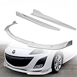 HK5 5pcs Combo Front Bumper Body Kit Lip + Side Skirt Extensions Diffuser Compatible with 2010-2013 Mazda 3 2011 2012 (Painted White)