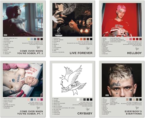 Lidy Set of 6 Lil Poster Peep Music Album Cover Posters Set Merch Wall Art Decor Canvas Poster Gifts 8x10 inch (20x25cm Unframed)