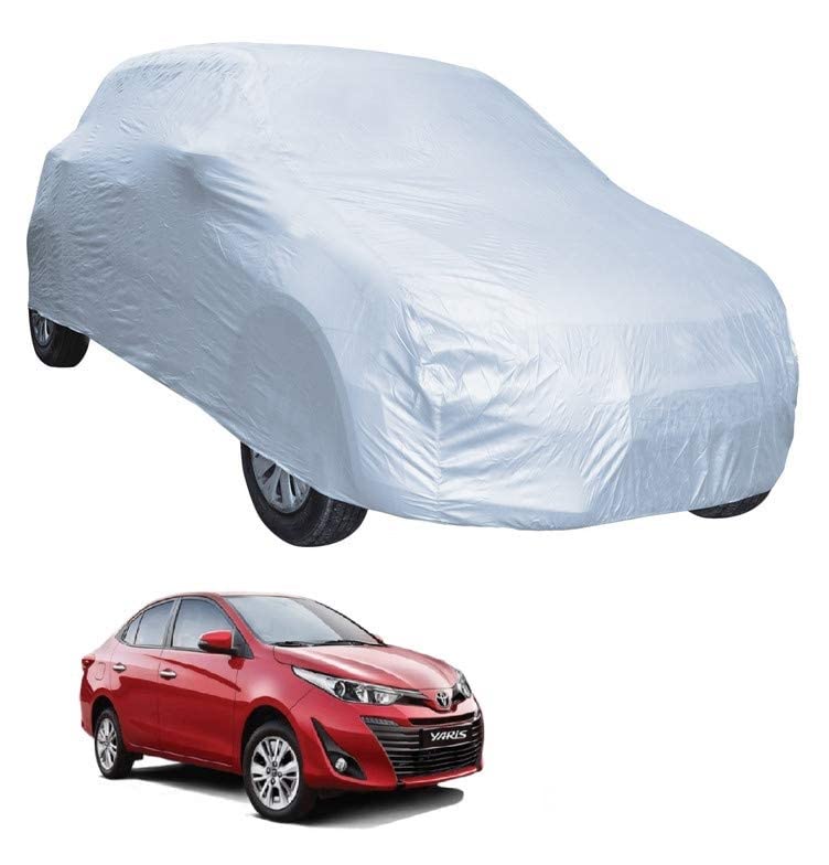 Image of Auto Hub Car Cover Compatible with Yaris with Weather Proof, Triple Stitched, Yaris Car Cover- Plain Silver