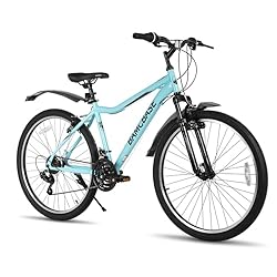 HILAND BAMCBASE Bicicleta de Montaña 26 Pulgadas p...: Cuadro Resistente de Acero de Alto Carbono: Esta bicicleta de montaña cuenta con un robusto cuadro de acero de alto carbono que ofrece una gran resistencia y durabilidad, ideal para afrontar senderos de montaña y terrenos irregulares con comodidad y ...