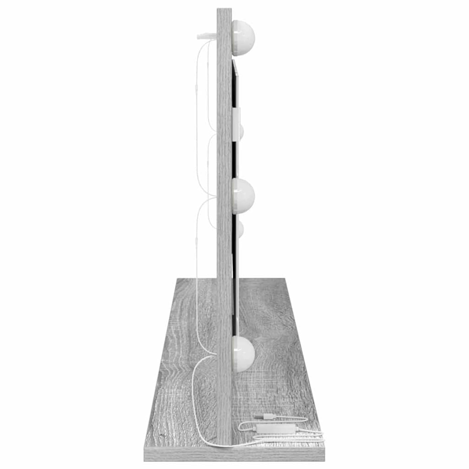 Gecheer Schminkspiegel mit LED-Lichtern Grau Sonoma 100x45x18 cm, Deko Spiegel Bathroom Mirror für Badezimmer Make-up Rasur Wohnung Hotel868330