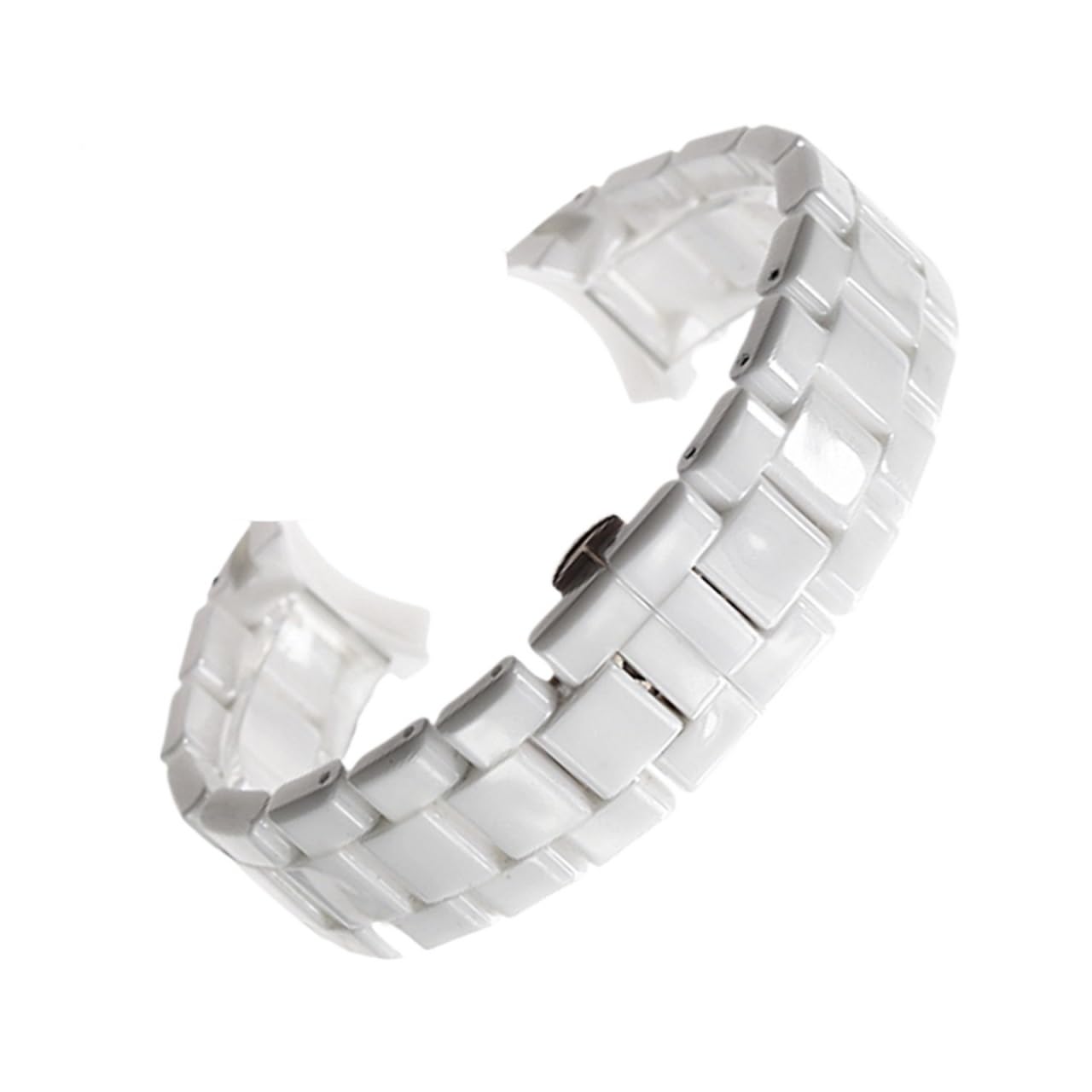 HMFANG 18mm 22mm Cinturino in Ceramica Compatibile con Orologio Armani AR1400 AR1410 AR1402 AR1401 Uomo Donna Cinturino Cinturino Nero Pulsante Farfalla Bianca