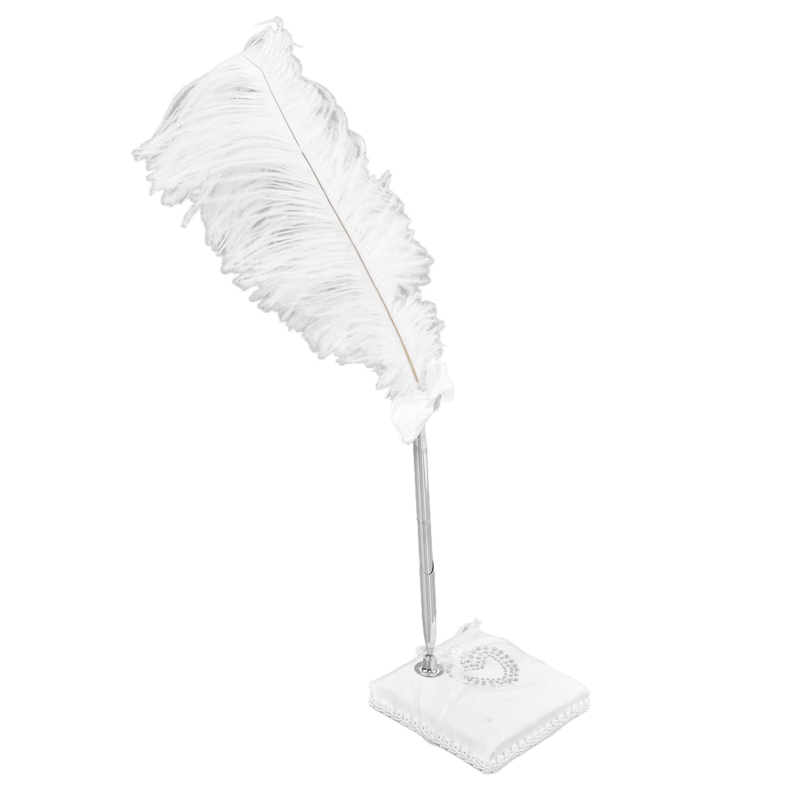 Fdit Weißes Hochzeitskissen Set für Ringe, Indoor Outdoor Nutzung | Vierteiliges Set mit Blumenkorb, Gästebuch, Federzeichenstift, aus strapazierfähigem Stoff, ideal für romantische Anlässe