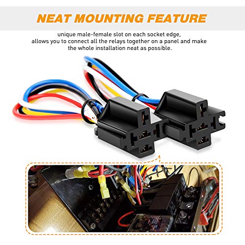 GOOACC 6 Pack Automotive Relay Harness Set 5Pin 30/40A 12V SPDT with