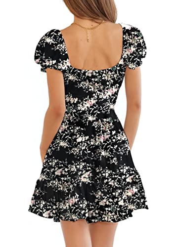 Image of Womens Babydoll Mini Dress Casual Square Neck Short Sleeve Summer Dresses