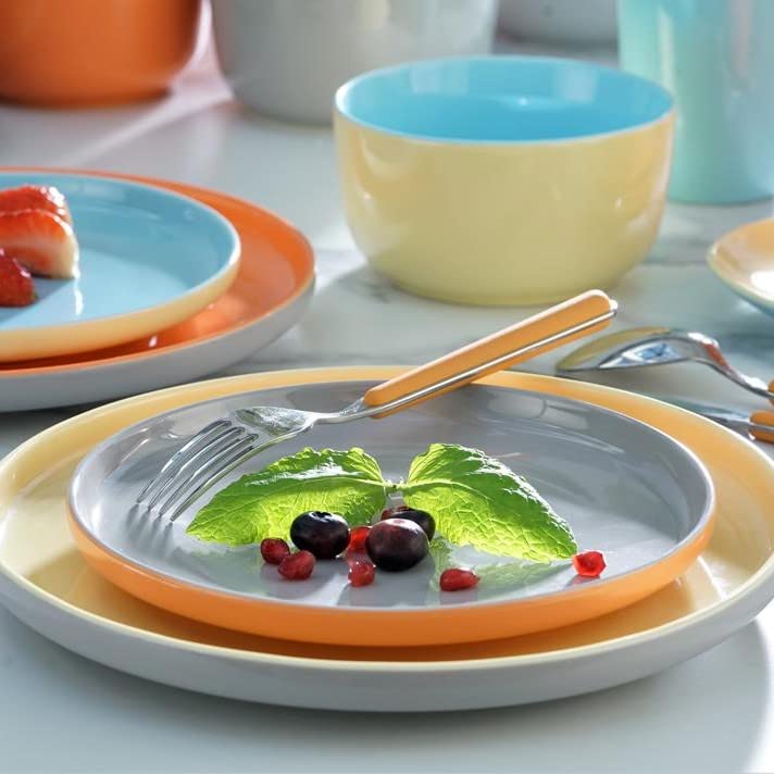 Porzellantasse Mit Untertasse – 220 Ml, In Orange, Grau, Gelb, Blau, Spülmaschinenfest