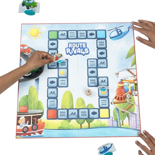 Route Rivals: Juego de mesa para 2-4 jugadores, edades 4-99, con tablero y fichas de vehículos miniatura 5