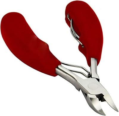 Thaweesuk Shop Red Toenail Clippers for Thick Ingrown Toe Nails Heavy Duty Precision Nail Scissor Professional Pedicure Thick Cutter Stainless Steel ABS Resin 5.08