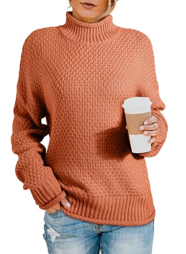 Image of Dokotoo Womens 2026 Winter Fall Solid Turtleneck High Neck Balloon Long Sleeve Sweaters Pullover Outerwear