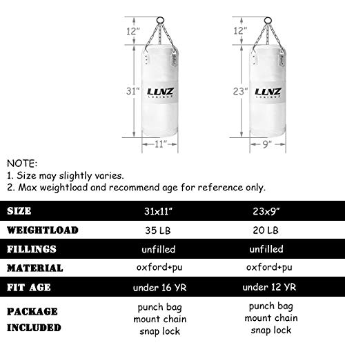Luniquz Kids Punching Bag, Unfilled Hanging Boxing Bag with Mount Chain for Boys Girls, 23" in Camo