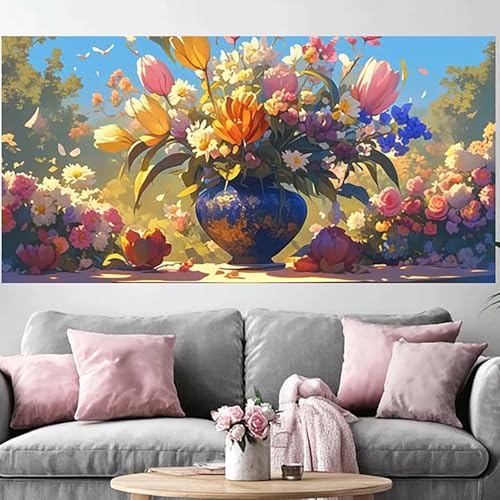 Diamond painting fleur coffret cadeau : offrez un kit de broderie diamant complet 50x100cm