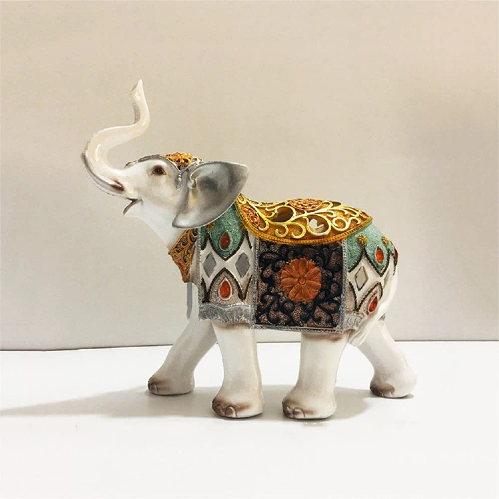 Éléphant sculpté en résine | Décoration de la maison famille 3 pièces fait main