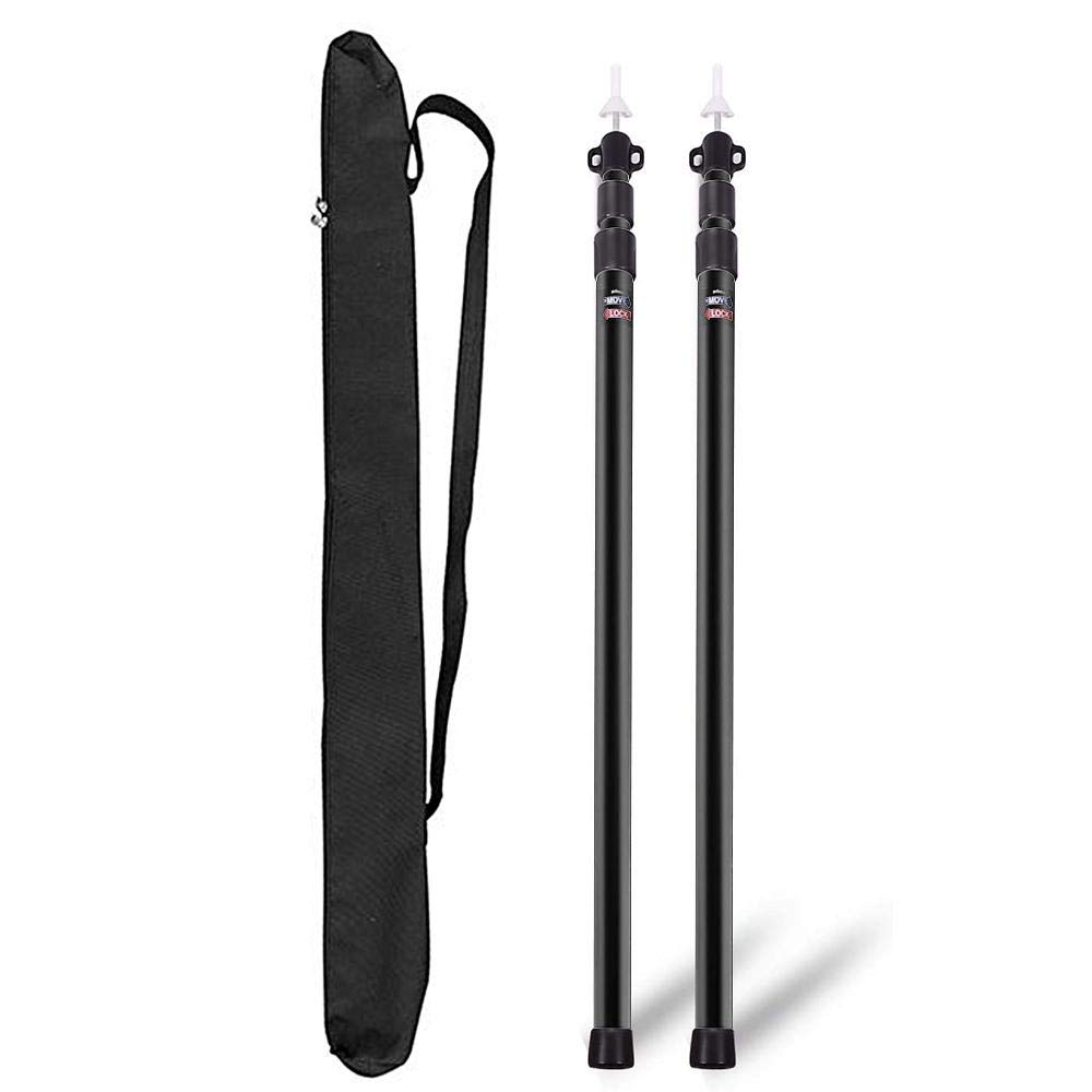 Lot de 2 Pièces Support de Tente Poteaux de Bâche Barre en Aluminium Télescopique 2.3 Mètres Voile d’Ombrage pour Camping Vacances Accessoire de Tente Auvent