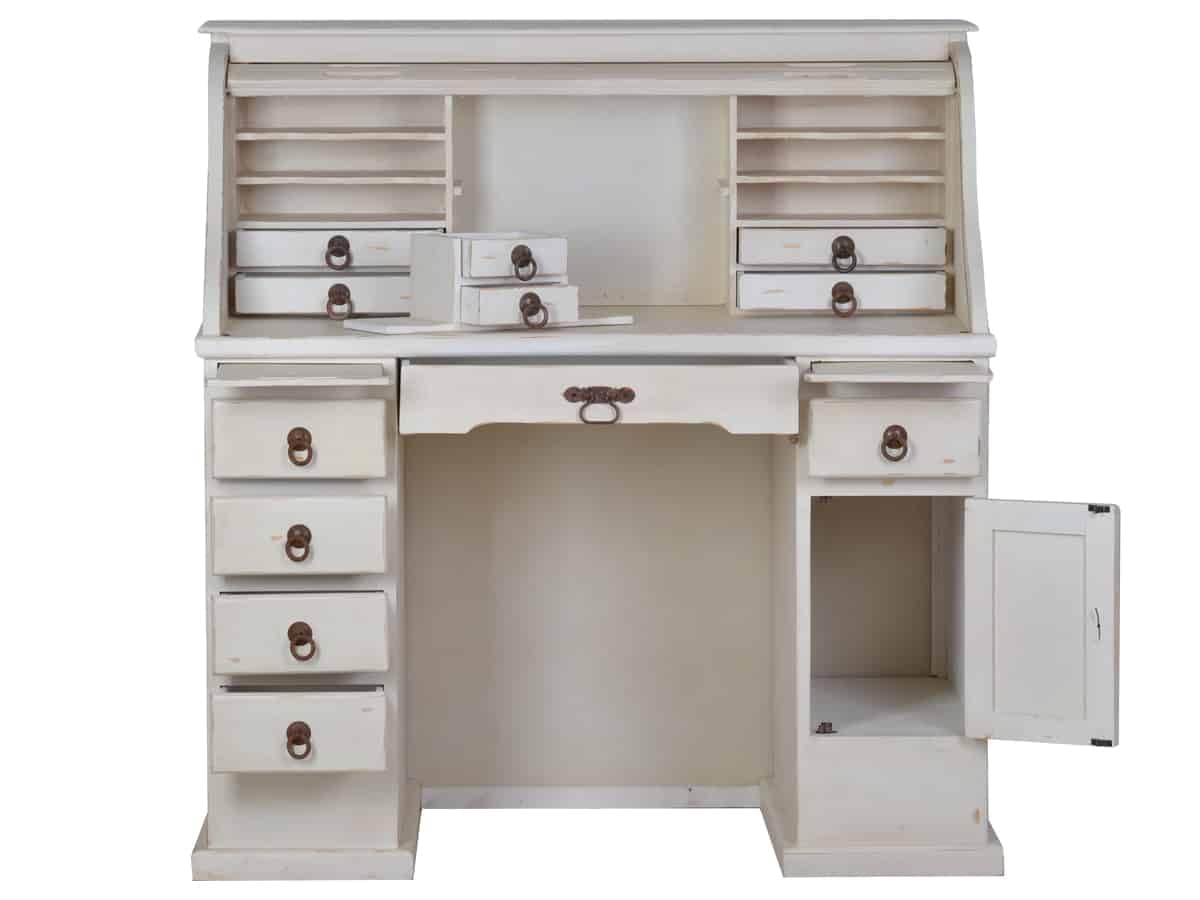 Sekretär Old White 124x125x58 cm Mexico Möbel Landhausstil Massivholz Pinie Weiß