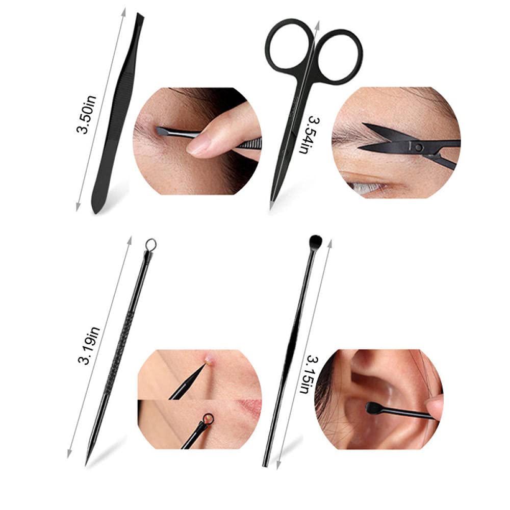 Professionelles Nagelknipser-Set, 8-teilig, schwarzer Edelstahl, scharfer Nagelschneider, Pediküre- und Maniküre-Set mit Cortex-Metallgehäuse für Männer und Frauen, grau_Set (graues Set)