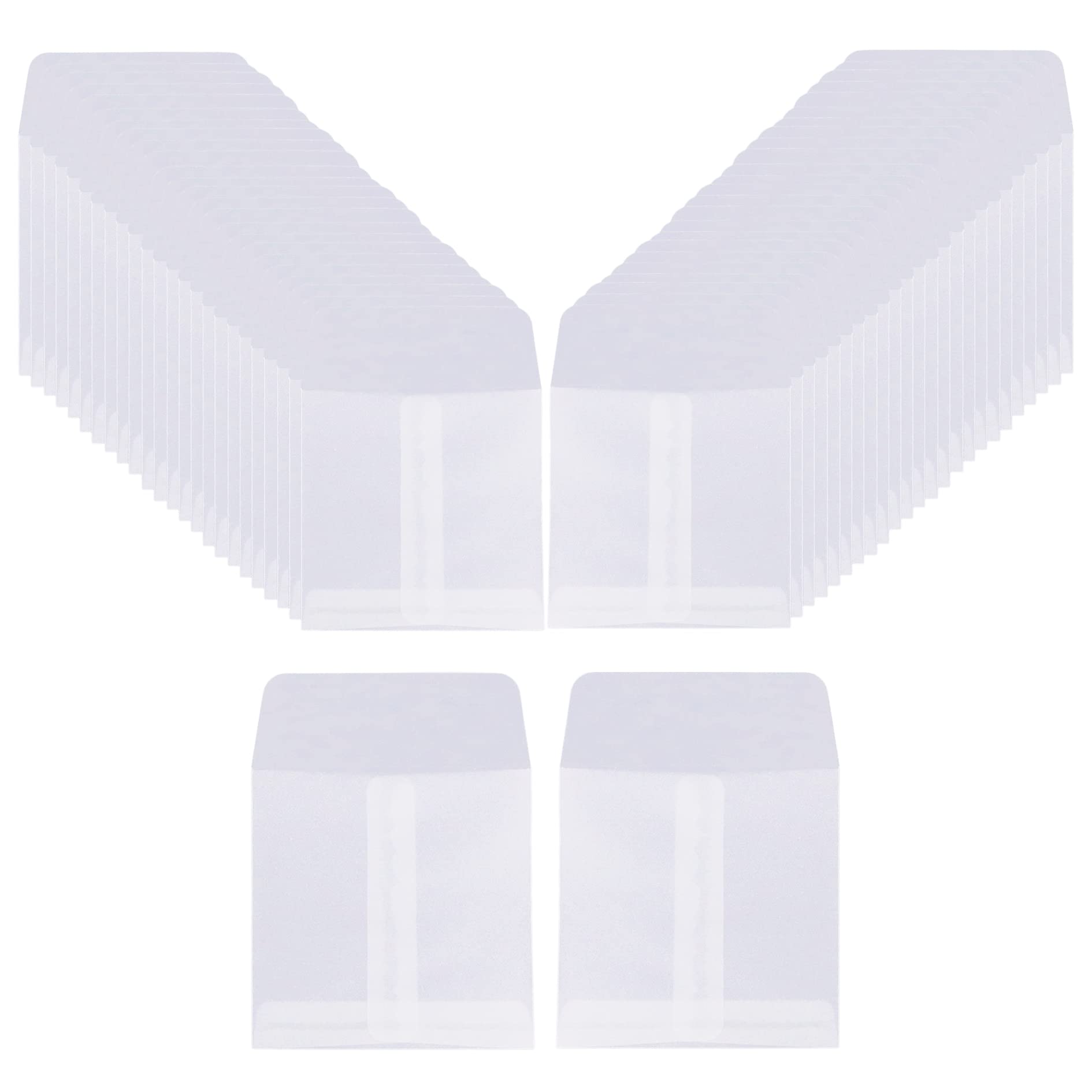 FarBoat 50pcs Translucent Butter Paper Envelopes for Coins Stamps Photos Jewelry (3.54-Inch Square)