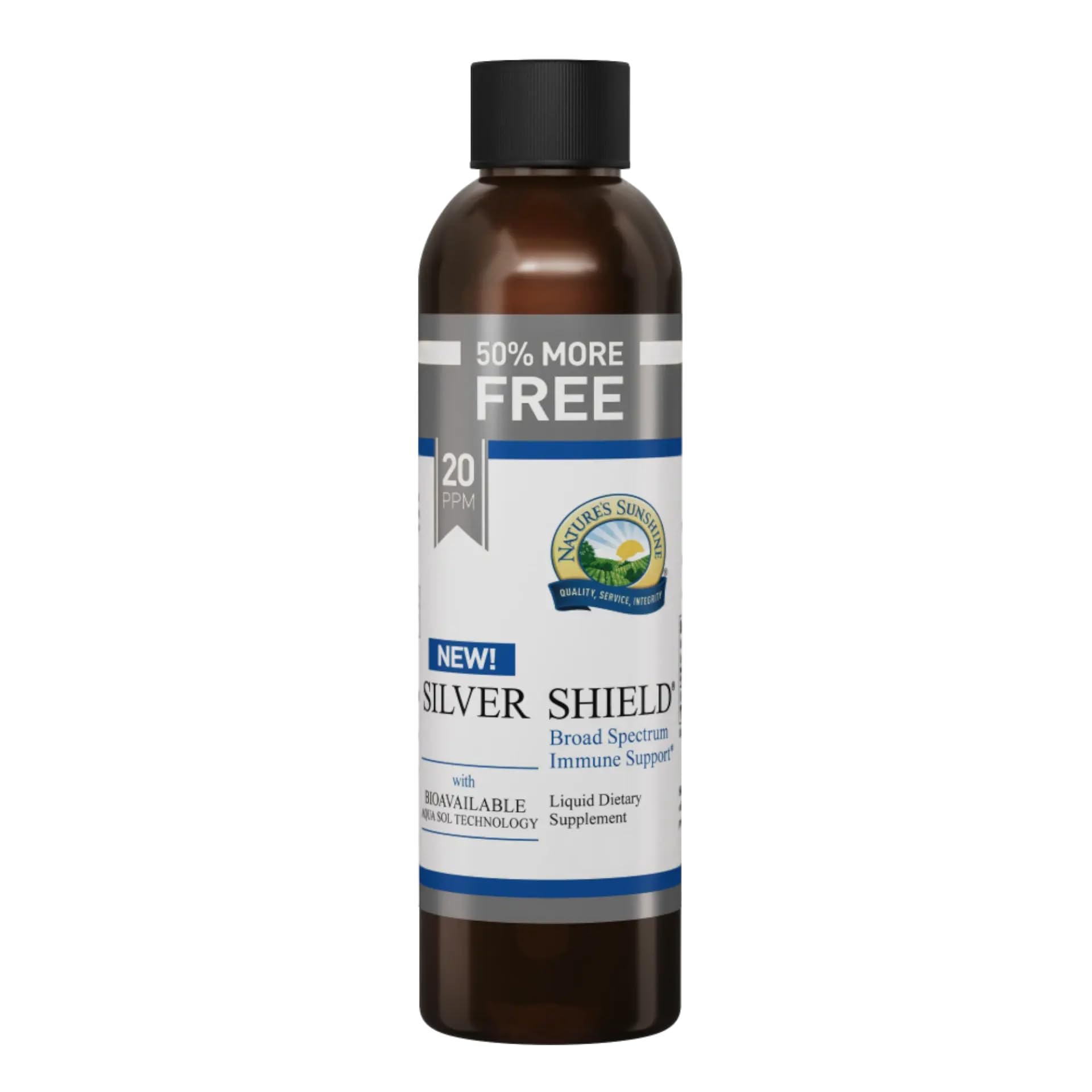 Nature's Sunshine Silver Shield Liquid, 6 Fl Oz | Colloidal Silver Liquid with Aqua Sol Technology Provides Immune Support and Protection