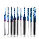 SainSmart Genmitsu エンドミル ナノ粒子コーティング 超硬合金 ルータービット フライス加工 CNCフライス盤用 1.5-3.175mm刃径 3.175mm軸（1/8"シャンク） 10個入り