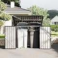 2 Trash Cans Metal Outdoor Storage, 3x6 FT Garbage Bin Storage Shed with Chain Lid, Garbage Can Metal Sheds for Garden, Backyard, Lawn and Patio
