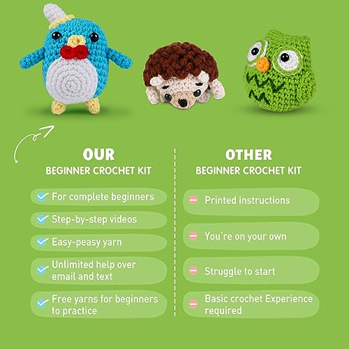 papasgix Beginner Crochet Kit, Complete Animal Crochet Yarn Set, Crochet Knitting Kits for Starters with Crochet Hooks Needles Yarn for Adults Kids DIY Craft Art - Image 2