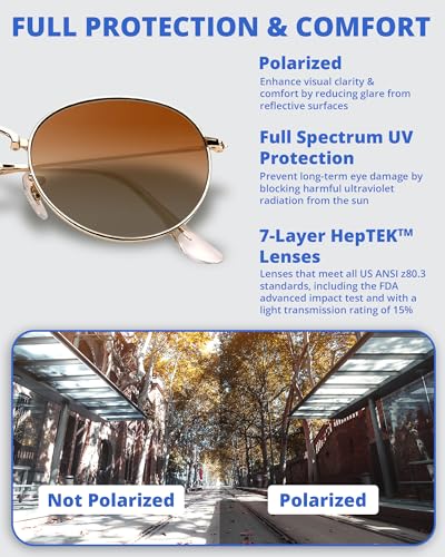Round Folding Sunglasses Polarized, UV400, UVA, UVB Protection for Men Women, Folding Sunglasses Leather Case4