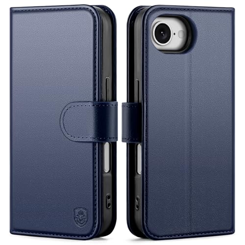 BoxCastle Compatible with iPhone 17e / 16e Genuine Wallet Case with Card Holder,Women Men Leather Flip RFID Blocking Credit Card Slots Kickstand Shockproof Phone Cover,for Apple 17e / 16e,Dark Blue by BoxCastle - Used condition - US$20.91
