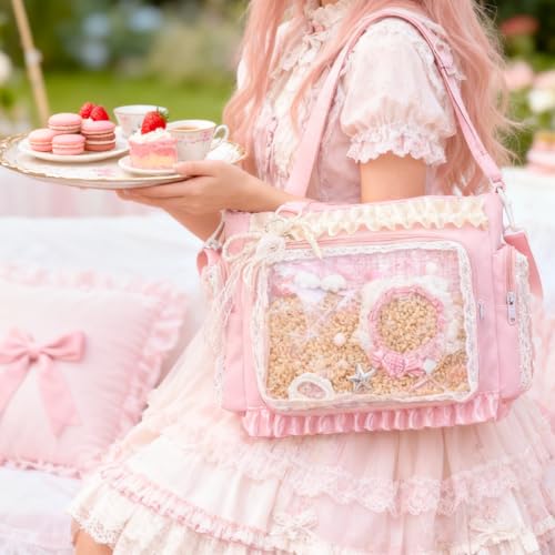 Bolso crossbody con volante y encaje para mujer miniatura 2