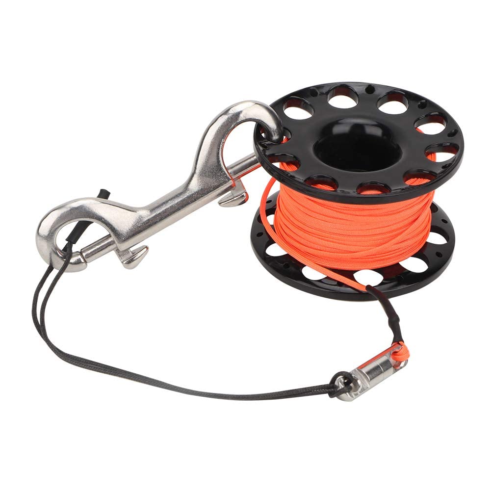 Carrete de Dedo de Buceo, 30 M, Carrete de Dedo de Buceo de Plástico Duradero, Accesorios Subacuáticos, 4 Colores(Rueda Negra)