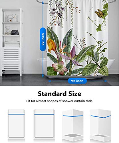 Wtisan Shower Curtain,Tropical Shower Curtain,Waterproof Fabric Shower Curtains For Bathroom With 12 Plastic Hooks, 72X72 Inch #TOP3