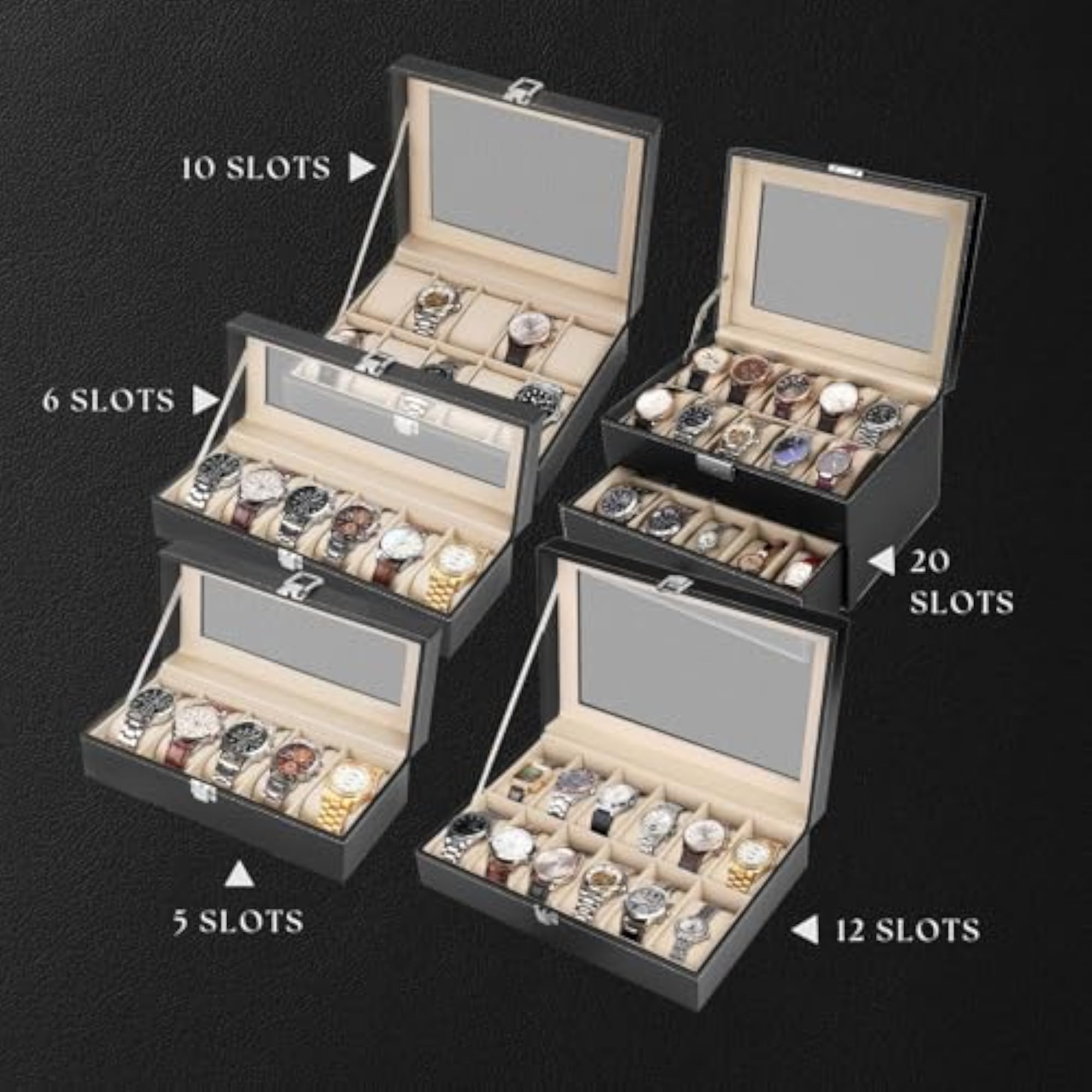 12 Slot PU Leather Watch Box Organizer