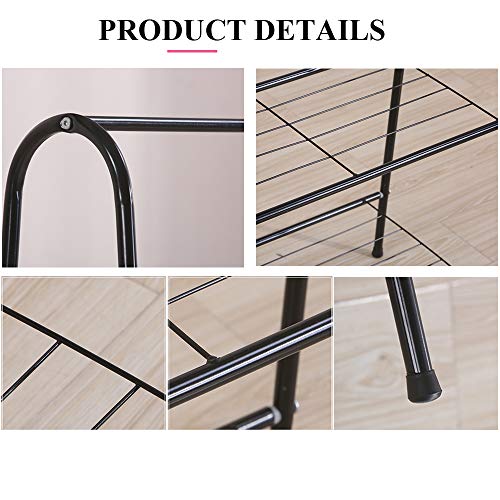 Karezonine Clothing Rack, Heavy Duty Clothes Rack Portable Garment Rack With 2-Tier Shelves, Double Rod Metal Coat Rack Freestanding With Bottom Shelves For Shoes Rack Organizer - Black #TOP6