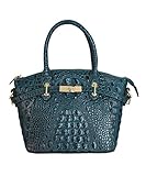 FIORI EE0019 Navy Blue Genuine Crocodile Pattern Cow Leather Handbag.
