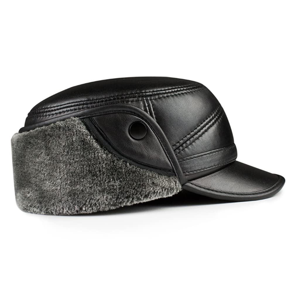 DongBao Berretto Militare Inverno - Cappello Inverno Uomo - Berretto in Pelle - Berretto Foderato - Cappello con Paraorecchie Autunno/Inverno