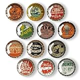 12 Retro-Style Bottle Cap Magnets for Fridge, Magnets Decoration Strong Magnetic Round Glass Refrigerator Sticker for Locker, School Office Whiteboard, Cabinet, Bottles12