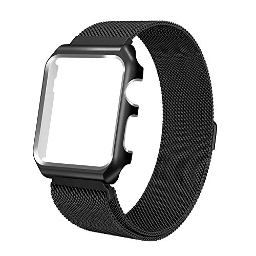 Pulseira Milanese case Para Apple Watch 40mm Aço Inox preto