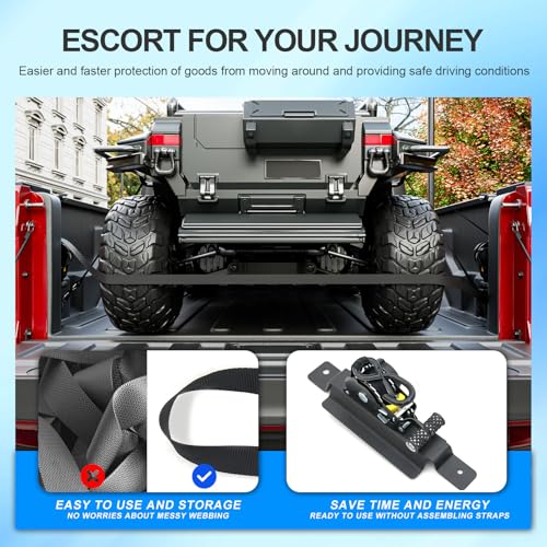 Image of SZYANG 2PCS Retractable Ratchet Straps Compatible with 2020-2026 Jeep Gladiator JT Retractable Tie Down Straps Replacement for 2020-2026 Jeep Gladiator Accessories