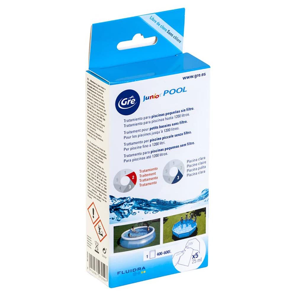 Gre kkp525 Junior Pool Kit per piccole piscine senza filtrazione 5 x 25 ml, marrone, 8,​5 x 3 x 17,​5 cm