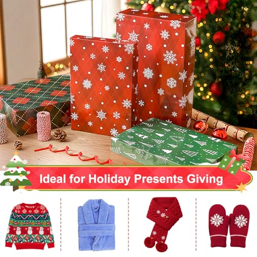 YANGTE 12 Pack Christmas Gift Boxes with Lids - Large 17" (4" Deep) & 14" (2" Deep) Gift Boxes for Present, Wrapping Robe, Shirt, Clothing - Image 5