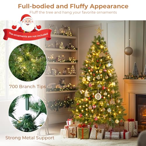 6-ft-Artificial-Christmas-Tree-with-700-PVC-Branch-Tips-Holiday-Xmas-Tree-with-Foldable-Metal-Base-and-Easy-Assembly-Christmas-Trees-for-Yard-Porch-Home-Office-Party-Decoration-Green 6 ft Artificial Christmas Tree with 700 PVC Branch Tips Holiday Xmas Tree with Foldable Metal Base and Easy Assembly Christmas Trees for Yard Porch Home Office Party Decoration Green
