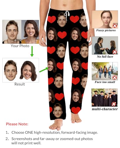 Custom Pajama Pants with Photo Personalized Face Pajamas for Women Men Christmas Valentine's Day Gifts for Him Her3