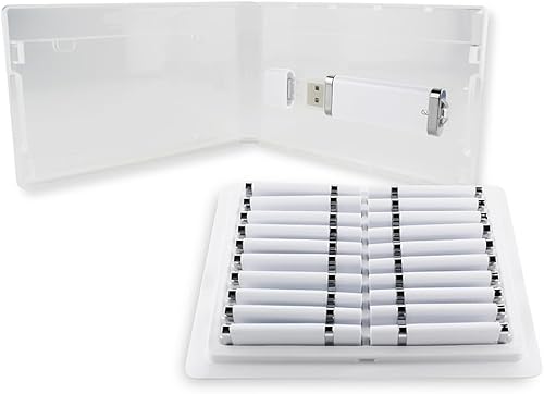 Mini Flash Pac® - Funda para unidad flash USB, súper transparente y compatible, color blanco, 1 GB USB, paquete de 25