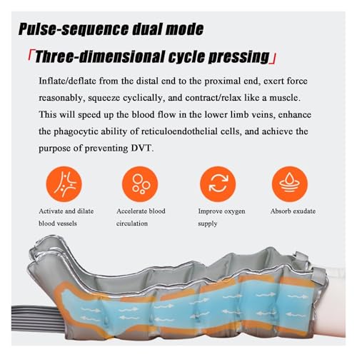 Massageur de jambes à compression d'air gris avec 6 chambres pour pieds et mollets