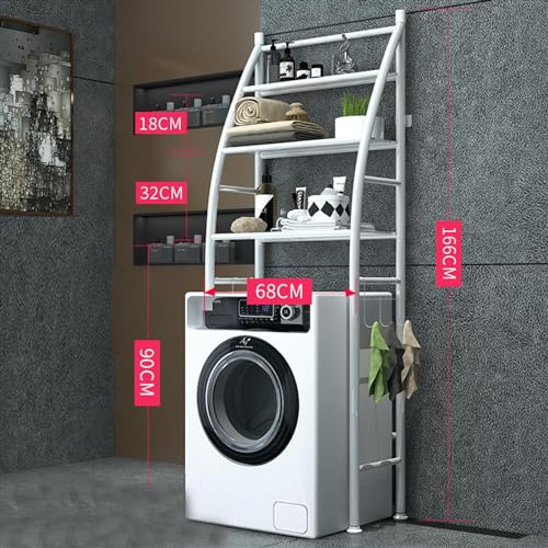 Estantería sobre Inodoro WC Lavadora Ahorra Espacio Almacenamiento Cuarto Baño, Colada, Blanco, 166 x 65 x 25cm - imagen 3