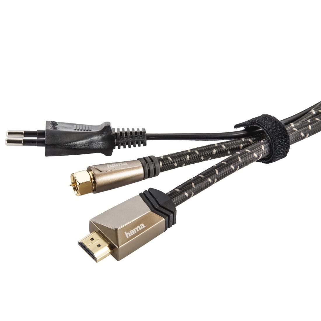 Hama Bridas de Velcro Reutilizables para Cables, 10 x 125 mm, 20 Piezas, Cierre de Velcro, Ojales para Cables, Cables y mangueras, Color Negro