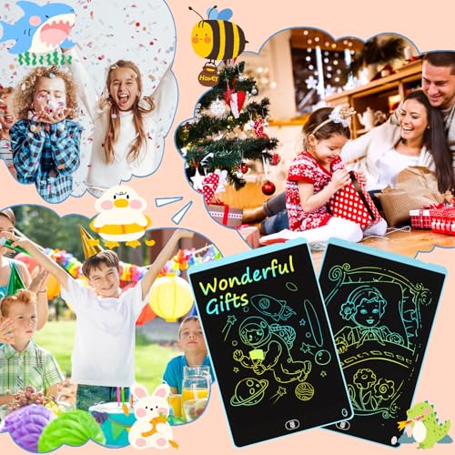 2 Pack 12 Inch LCD Writing Tablet for Kids, Electight Colorful Doodle Board, Eye Protection Drawing Tablet with Lock & Erase FUNC, Birthday Gifts Education Toys for 3-8 Years Old Boys and Girls - Blue